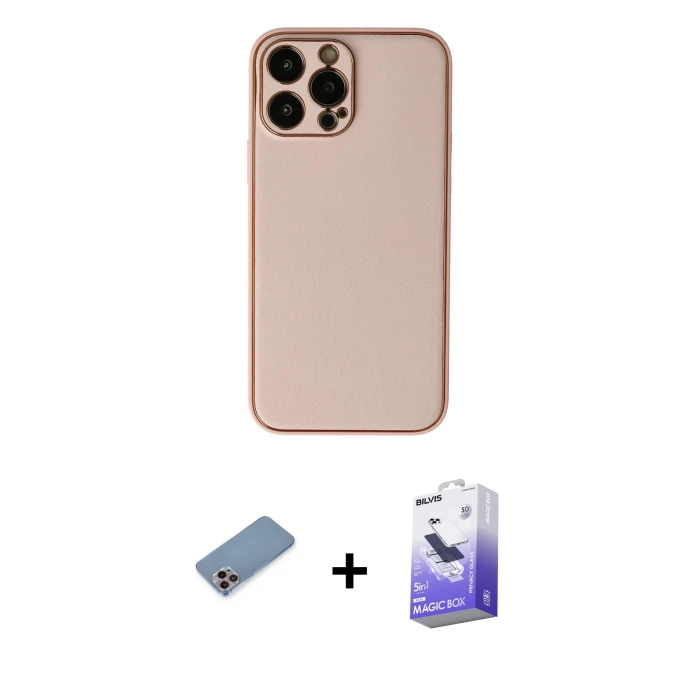ieg™ iPhone 13 Pro Max Kılıf Yadigar Klasik - Siyah Bilvis 5in1 5D Magic Hayalet Cam Ekran Koruyucu + Shine Kamera Lens Koruma Cam - PE