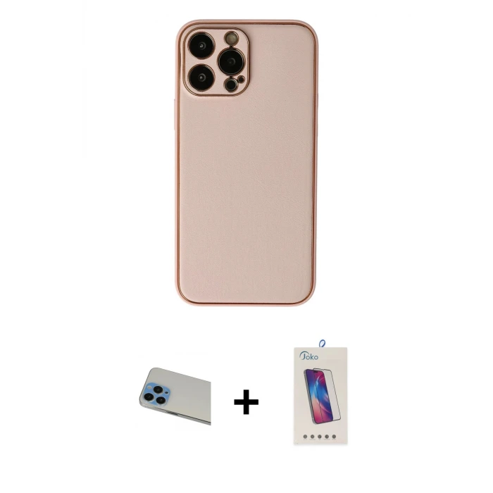 ieg™ iPhone 13 Pro Max Kılıf Yadigar Klasik - Siyah Joko 5D Cam + Rainbow Kamera Lens Koruma Cam - MI