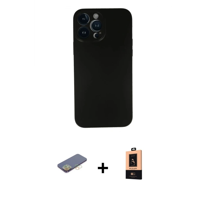 ieg™ iPhone 13 Pro Max Kılıf Yadigar Yansıma Serisi - Şeffaf Maxco Cam Ekran Koruyucu + Renkli Kamera Lens Koruma Cam - SI