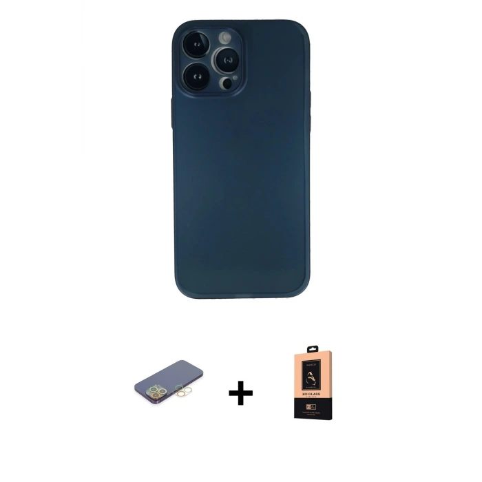 ieg™ iPhone 13 Pro Max Kılıf Yadigar Yansıma Serisi - Şeffaf Maxco Cam Ekran Koruyucu + Renkli Kamera Lens Koruma Cam - SI