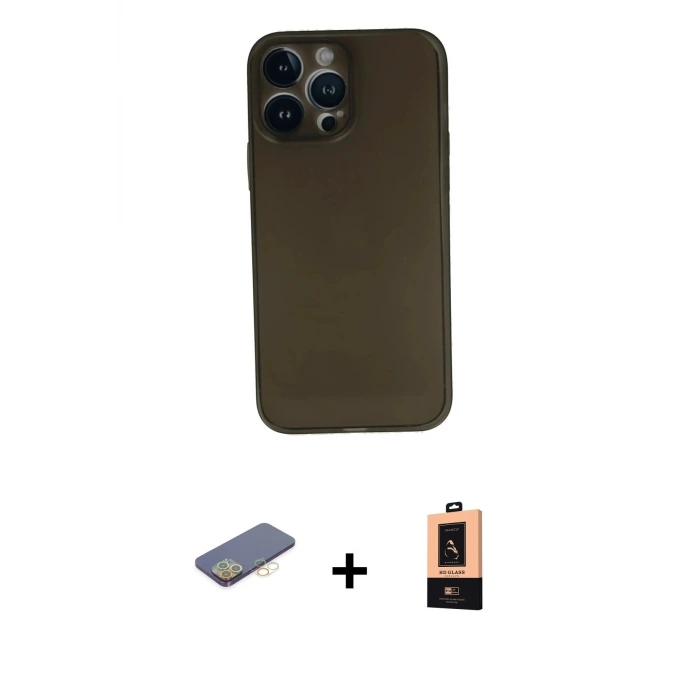 ieg™ iPhone 13 Pro Max Kılıf Yadigar Yansıma Serisi - Şeffaf Maxco Cam Ekran Koruyucu + Renkli Kamera Lens Koruma Cam - SI