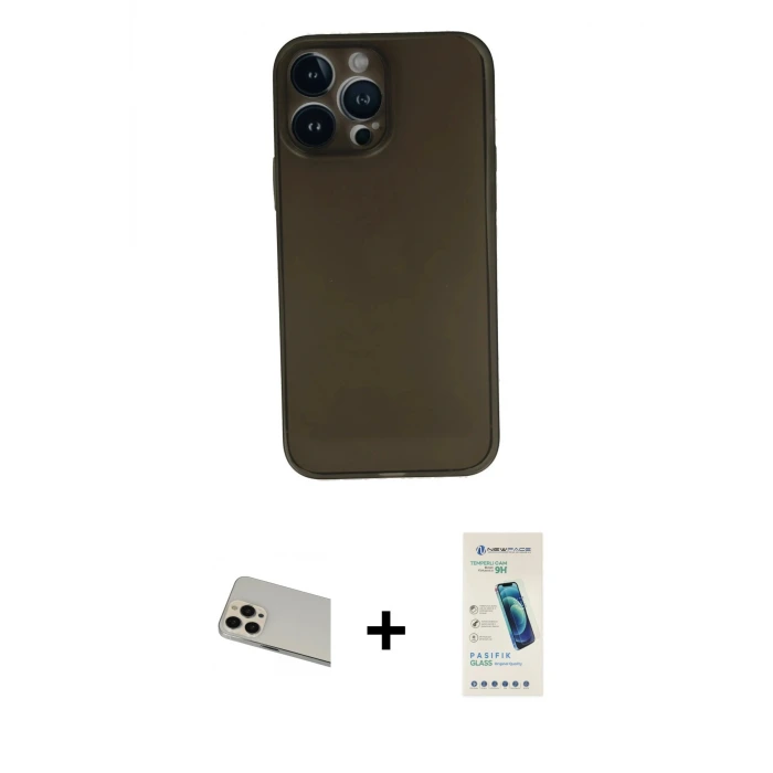 ieg™ iPhone 13 Pro Max Kılıf Yadigar Yansıma Serisi - Şeffaf Pasifik Cam Ekran Koruyucu + Rainbow Kamera Lens Koruma Cam - REGD