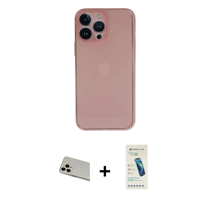ieg™ iPhone 13 Pro Max Kılıf Yadigar Yansıma Serisi - Şeffaf Pasifik Cam Ekran Koruyucu + Rainbow Kamera Lens Koruma Cam - REGD