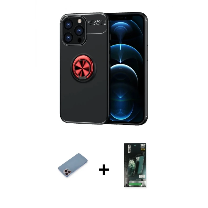 ieg™ iPhone 13 Pro Max Kılıf Yankı Form Prime - Şeffaf 360 Full Body Arka Koruyucu + Shine Kamera Lens Koruma Cam - PE