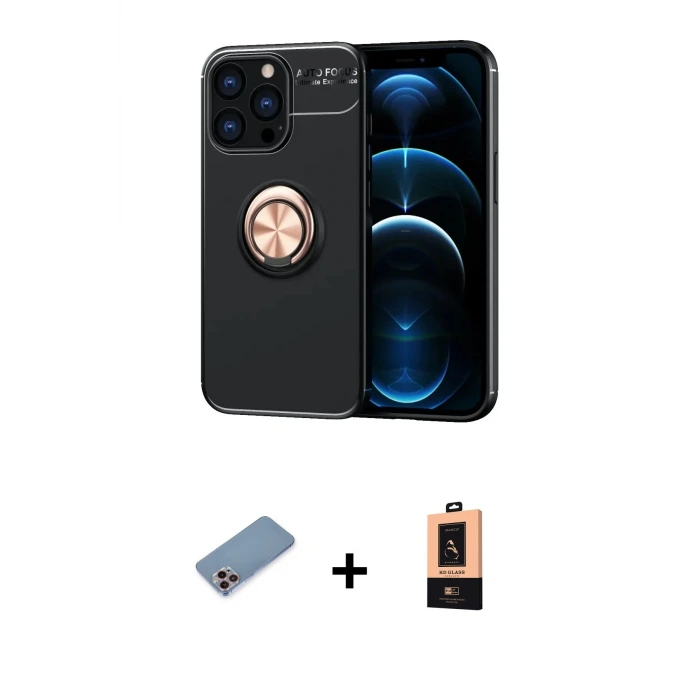 ieg™ iPhone 13 Pro Max Kılıf Yankı Form Prime - Şeffaf Maxco Cam Ekran Koruyucu + Shine Kamera Lens Koruma Cam - PE