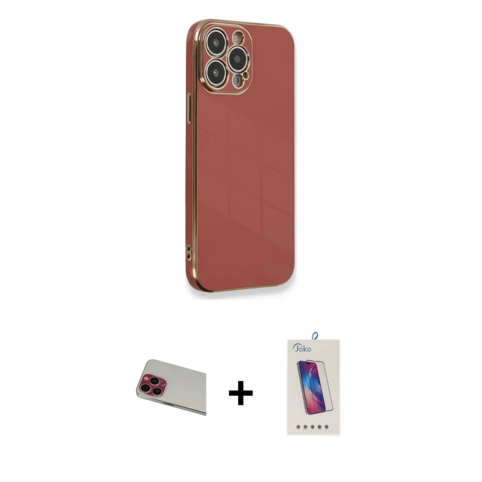 ieg™ iPhone 13 Pro Max Kılıf Yankı Serisi - Siyah Joko 5D Cam + Rainbow Kamera Lens Koruma Cam - KI
