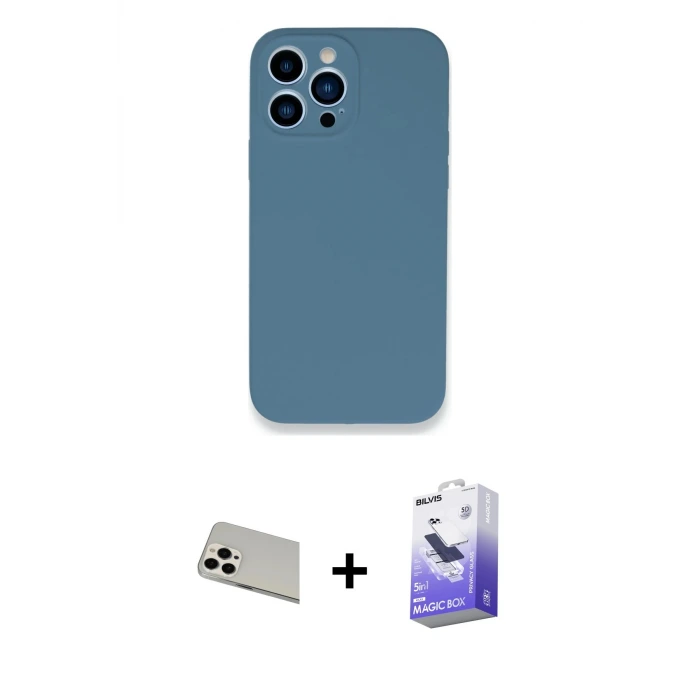 ieg™ iPhone 13 Pro Max Kılıf Zirve Modern Özel Seri - Siyah Bilvis 5in1 5D Magic Hayalet Cam Ekran Koruyucu + Rainbow Kamera Lens Koruma Cam - BZ