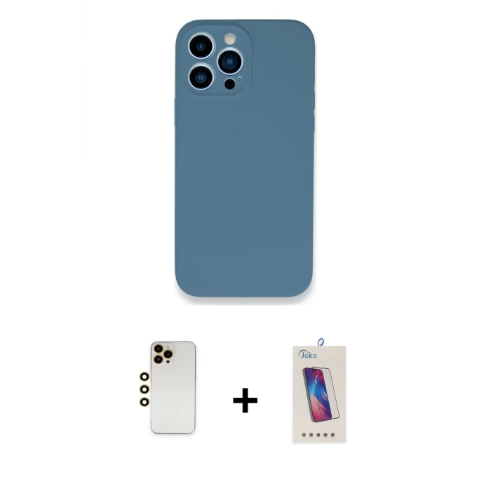 ieg™ iPhone 13 Pro Max Kılıf Zirve Modern Özel Seri - Siyah Joko 5D Cam + Shine Kamera Lens - GD