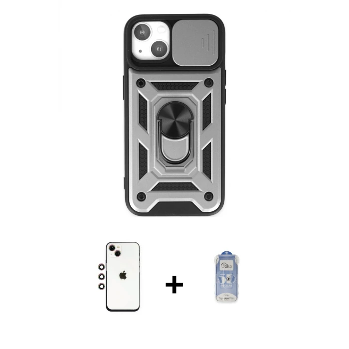 ieg™ iPhone 14 Kılıf Ahenk Klasik - Siyah Joko Magic 5D Cam + Shine Kamera Lens - GI