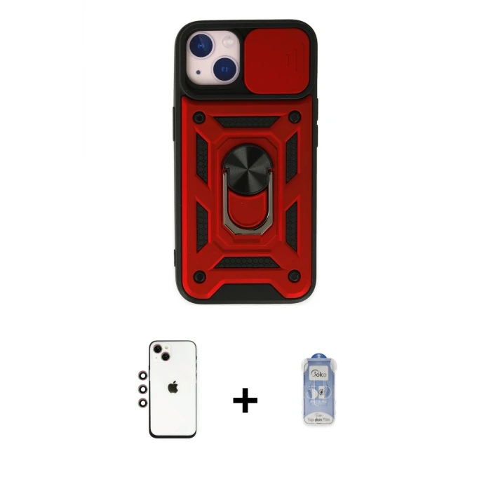 ieg™ iPhone 14 Kılıf Ahenk Klasik - Siyah Joko Magic 5D Cam + Shine Kamera Lens - GI