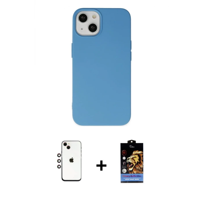 ieg™ iPhone 14 Kılıf Ahenk Serisi - Siyah Buffer Hayalet Cam Ekran Koruyucu + Shine Kamera Lens - GI