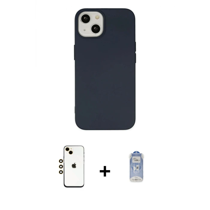 ieg™ iPhone 14 Kılıf Ahenk Serisi - Siyah Joko Magic 5D Cam + Shine Kamera Lens - GD