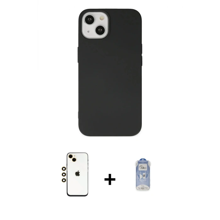 ieg™ iPhone 14 Kılıf Ahenk Serisi - Siyah Joko Magic 5D Cam + Shine Kamera Lens - GD