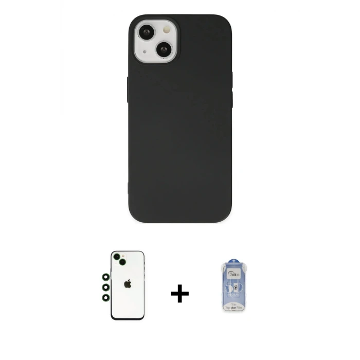 ieg™ iPhone 14 Kılıf Ahenk Serisi - Siyah Joko Magic 5D Cam + Shine Kamera Lens - YL