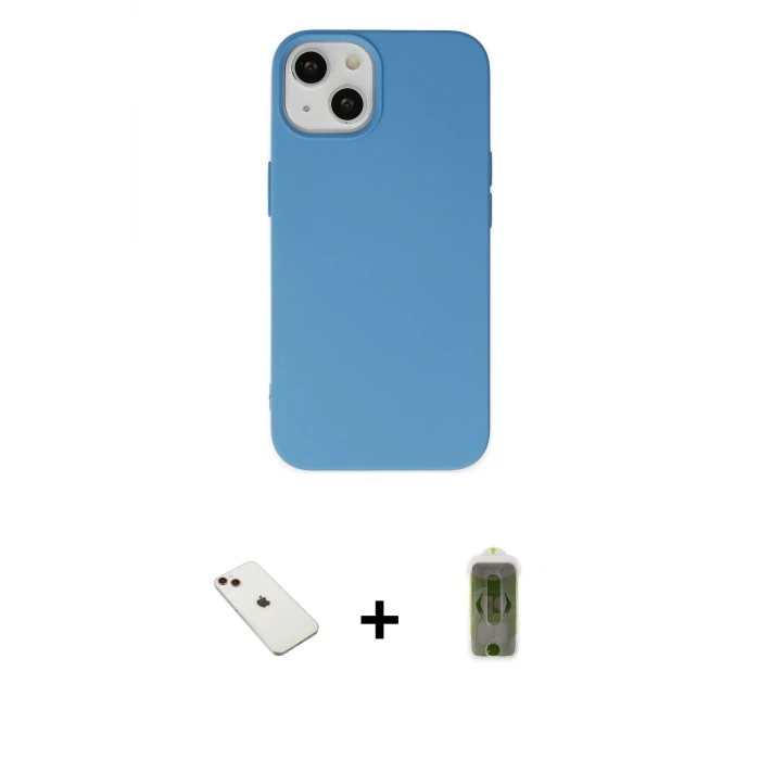 ieg™ iPhone 14 Kılıf Ahenk Serisi - Siyah Joko Magic 5D Hayalet Cam + Diamond Kamera Lens - KI
