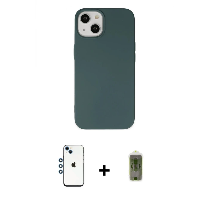 ieg™ iPhone 14 Kılıf Ahenk Serisi - Siyah Joko Magic 5D Hayalet Cam + Shine Kamera Lens - MI