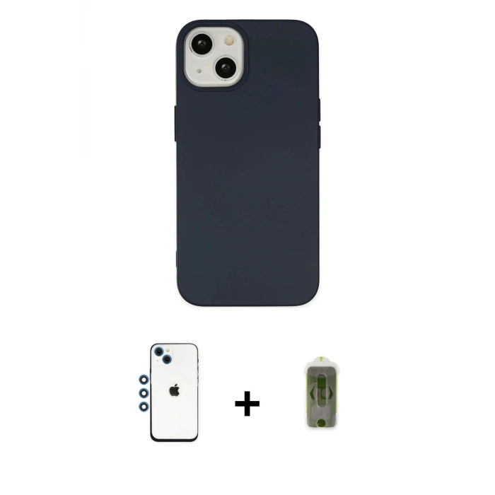ieg™ iPhone 14 Kılıf Ahenk Serisi - Siyah Joko Magic 5D Hayalet Cam + Shine Kamera Lens - MI
