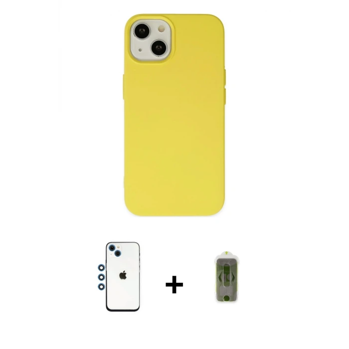 ieg™ iPhone 14 Kılıf Ahenk Serisi - Siyah Joko Magic 5D Hayalet Cam + Shine Kamera Lens - MI