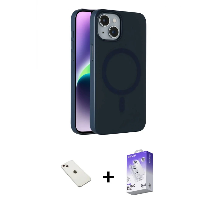 ieg™ iPhone 14 Kılıf Çekirdek Modern Prime - Siyah Bilvis 5in1 3D Magic Cam Ekran Koruyucu + Diamond Kamera Lens - PE