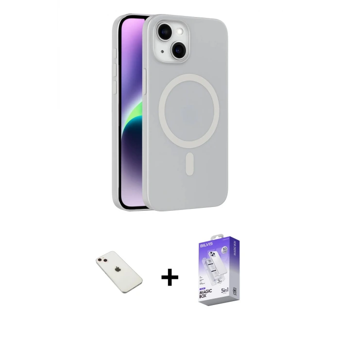 ieg™ iPhone 14 Kılıf Çekirdek Modern Prime - Siyah Bilvis 5in1 3D Magic Cam Ekran Koruyucu + Diamond Kamera Lens - PE