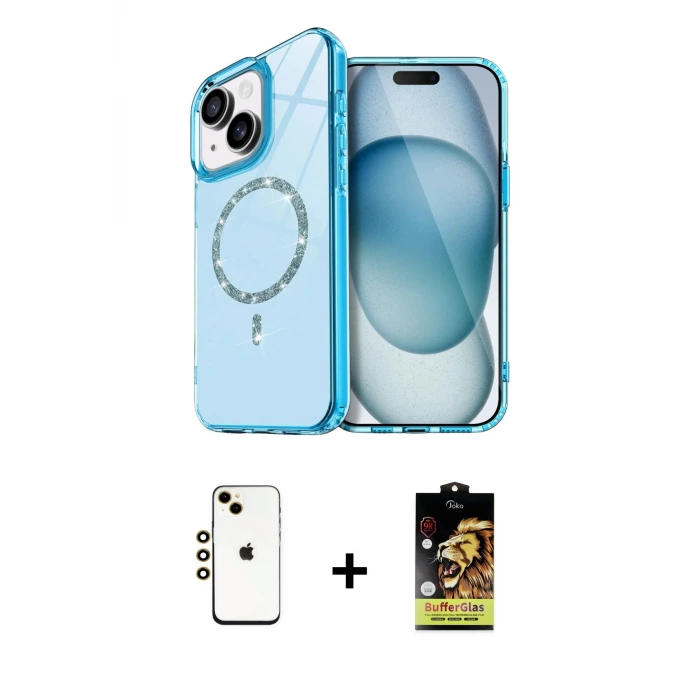 ieg™ iPhone 14 Kılıf Kıvılcım Form Prime - Siyah Buffer Cam Ekran Koruyucu + Shine Kamera Lens - GD