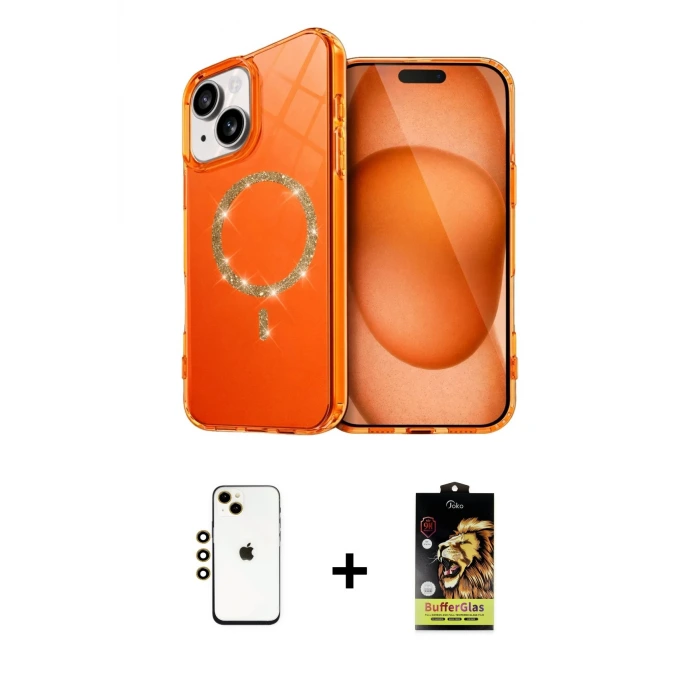 ieg™ iPhone 14 Kılıf Kıvılcım Form Prime - Siyah Buffer Cam Ekran Koruyucu + Shine Kamera Lens - GD