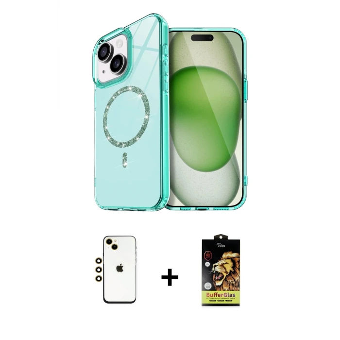 ieg™ iPhone 14 Kılıf Kıvılcım Form Prime - Siyah Buffer Cam Ekran Koruyucu + Shine Kamera Lens - GD