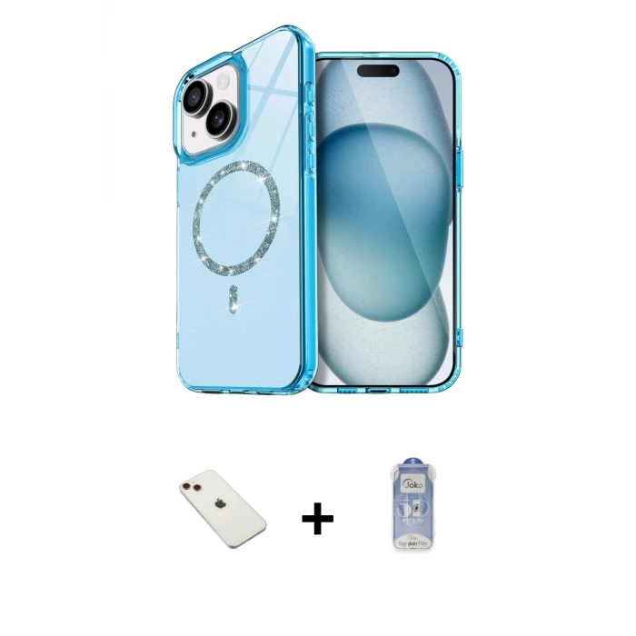 ieg™ iPhone 14 Kılıf Kıvılcım Form Prime - Siyah Joko Magic 5D Cam + Diamond Kamera Lens - KI