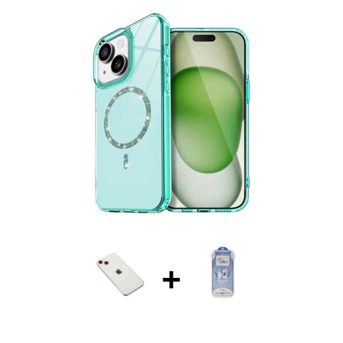 ieg™ iPhone 14 Kılıf Kıvılcım Form Prime - Siyah Joko Magic 5D Cam + Diamond Kamera Lens - KI