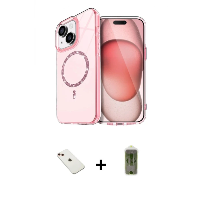 ieg™ iPhone 14 Kılıf Kıvılcım Form Prime - Siyah Joko Magic 5D Hayalet Cam + Diamond Kamera Lens - KI