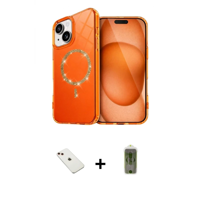 ieg™ iPhone 14 Kılıf Kıvılcım Form Prime - Siyah Joko Magic 5D Hayalet Cam + Diamond Kamera Lens - KI
