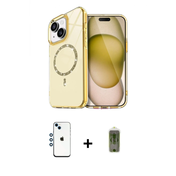 ieg™ iPhone 14 Kılıf Kıvılcım Form Prime - Siyah Joko Magic 5D Hayalet Cam + Shine Kamera Lens - MI
