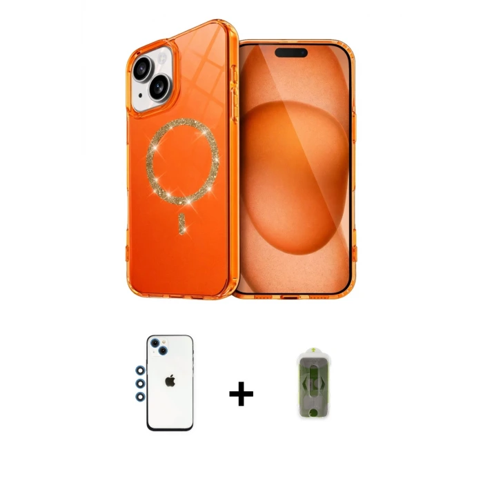 ieg™ iPhone 14 Kılıf Kıvılcım Form Prime - Siyah Joko Magic 5D Hayalet Cam + Shine Kamera Lens - MI