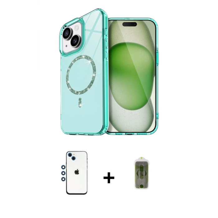 ieg™ iPhone 14 Kılıf Kıvılcım Form Prime - Siyah Joko Magic 5D Hayalet Cam + Shine Kamera Lens - MI