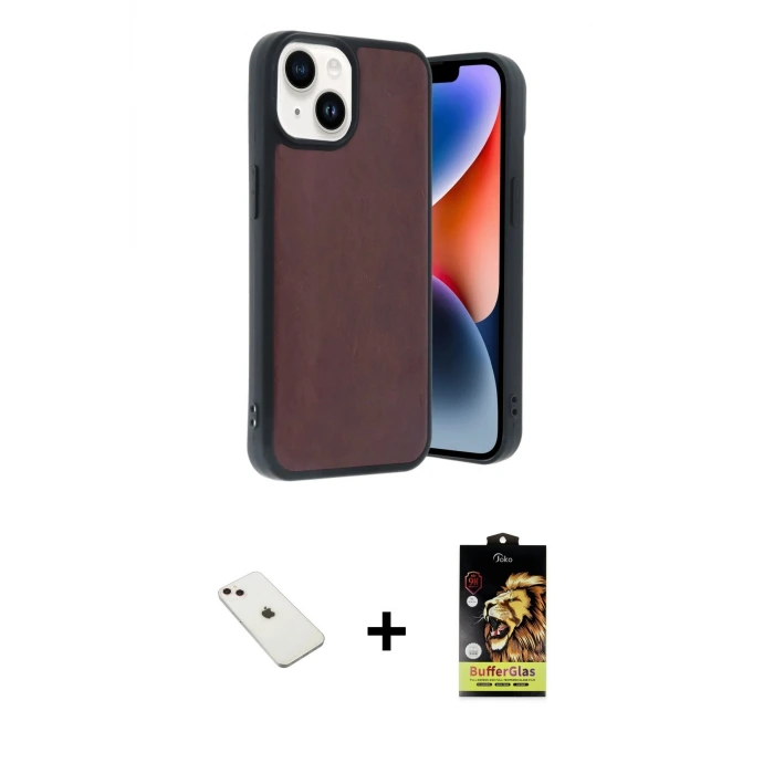ieg™ iPhone 14 Kılıf Kıvılcım Işık Serisi - Siyah Buffer Cam Ekran Koruyucu + Diamond Kamera Lens - PE