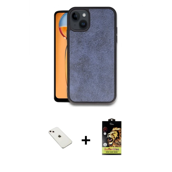 ieg™ iPhone 14 Kılıf Kıvılcım Işık Serisi - Siyah Buffer Cam Ekran Koruyucu + Diamond Kamera Lens - PE