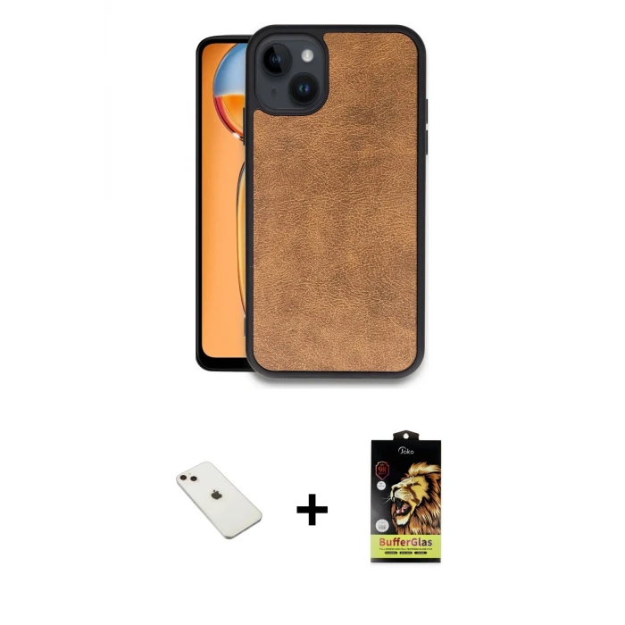 ieg™ iPhone 14 Kılıf Kıvılcım Işık Serisi - Siyah Buffer Cam Ekran Koruyucu + Diamond Kamera Lens - PE