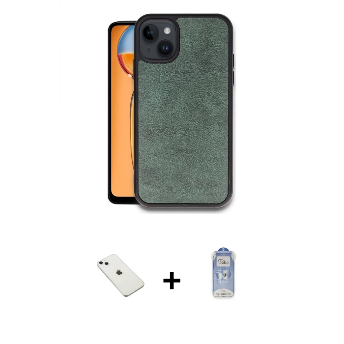 ieg™ iPhone 14 Kılıf Kıvılcım Işık Serisi - Siyah Joko Magic 5D Cam + Diamond Kamera Lens - SABE