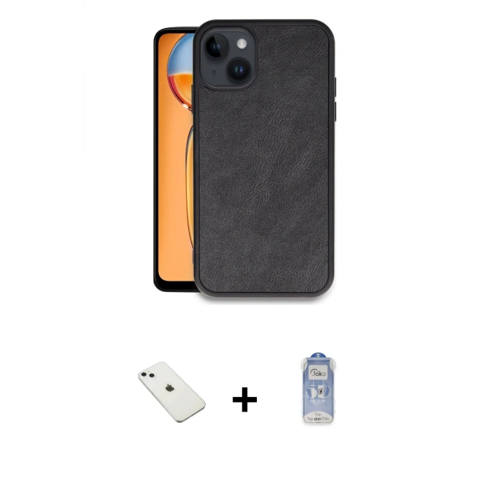 ieg™ iPhone 14 Kılıf Kıvılcım Işık Serisi - Siyah Joko Magic 5D Cam + Diamond Kamera Lens - SABE