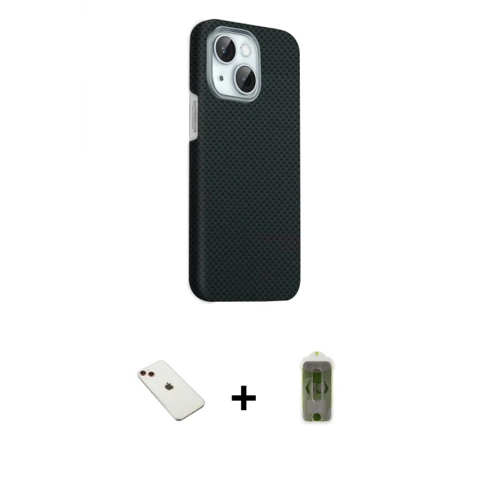 ieg™ iPhone 14 Kılıf Kozmos Klasik Prime - Siyah Joko Magic 5D Hayalet Cam + Diamond Kamera Lens - KI