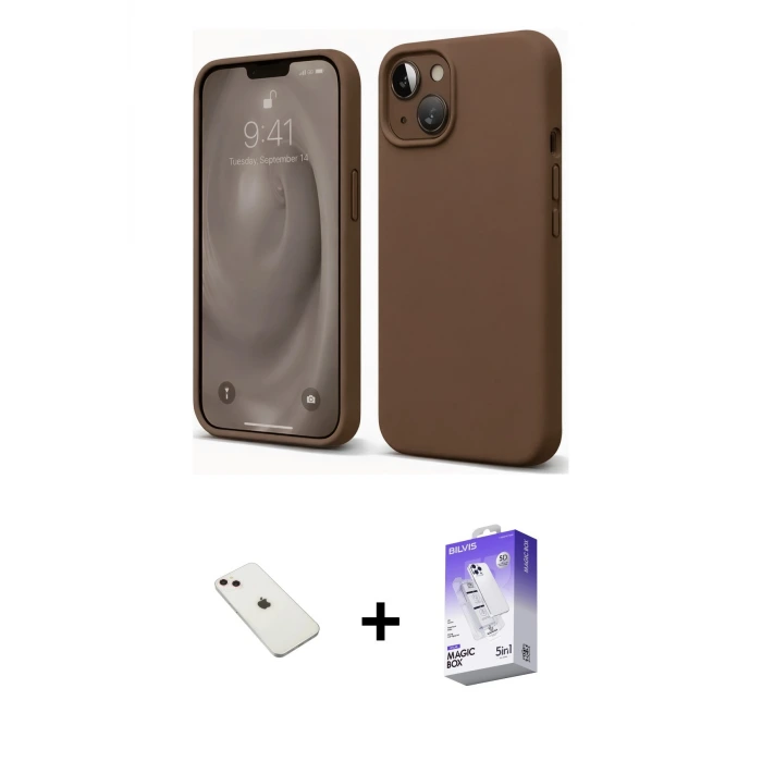 ieg™ iPhone 14 Kılıf Kozmos Yansıma Özel Seri - Siyah Bilvis 5in1 3D Magic Cam Ekran Koruyucu + Diamond Kamera Lens - PE