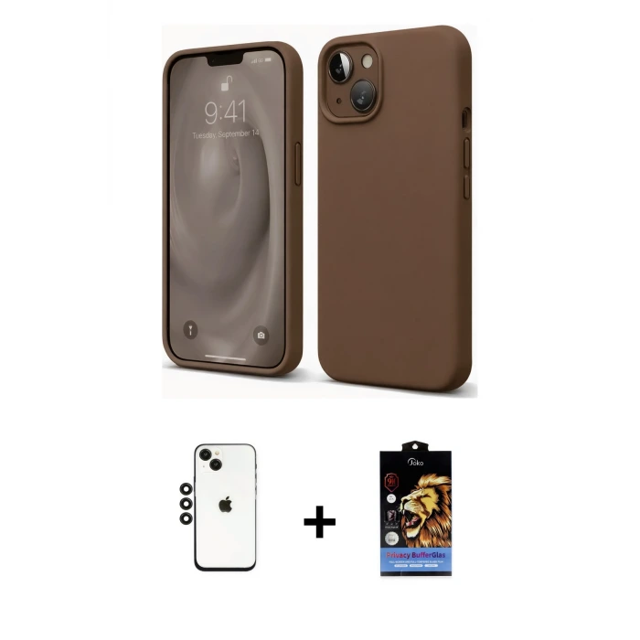 ieg™ iPhone 14 Kılıf Kozmos Yansıma Özel Seri - Siyah Buffer Hayalet Cam Ekran Koruyucu + Shine Kamera Lens - SH