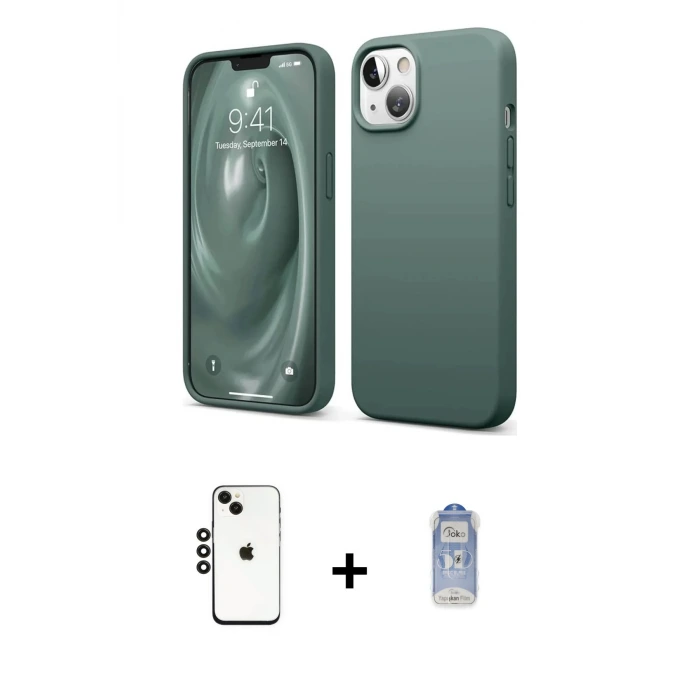 ieg™ iPhone 14 Kılıf Kozmos Yansıma Özel Seri - Siyah Joko Magic 5D Cam + Shine Kamera Lens - SH