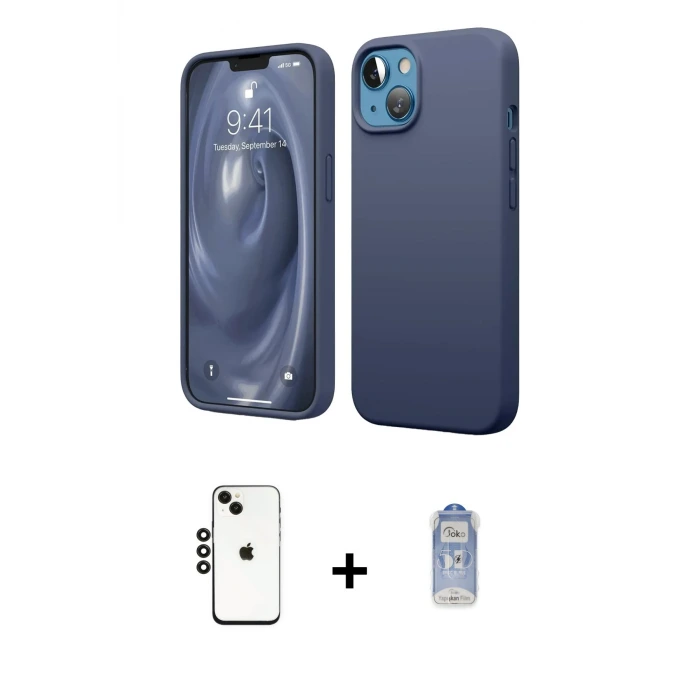 ieg™ iPhone 14 Kılıf Kozmos Yansıma Özel Seri - Siyah Joko Magic 5D Cam + Shine Kamera Lens - SH
