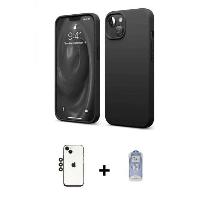 ieg™ iPhone 14 Kılıf Kozmos Yansıma Özel Seri - Siyah Joko Magic 5D Cam + Shine Kamera Lens - SH