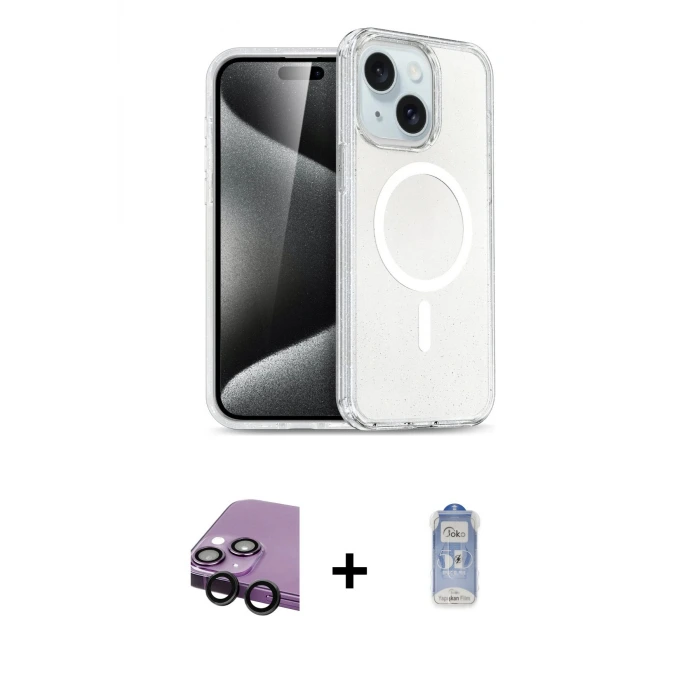 ieg™ iPhone 14 Kılıf Nova Asil Prime - Siyah Joko Magic 5D Cam + Raze Metal Kamera Lens - SH