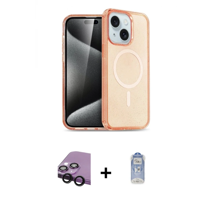 ieg™ iPhone 14 Kılıf Nova Asil Prime - Siyah Joko Magic 5D Cam + Raze Metal Kamera Lens - SH