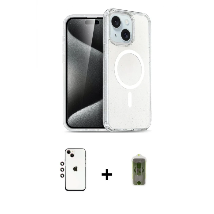 ieg™ iPhone 14 Kılıf Nova Asil Prime - Siyah Joko Magic 5D Hayalet Cam + Shine Kamera Lens - GI