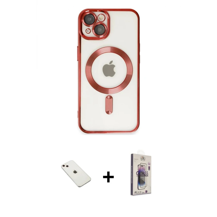 ieg™ iPhone 14 Kılıf Nova Işık Özel Seri - Siyah Bilvis 3D Cam Ekran Koruyucu + Diamond Kamera Lens - PE