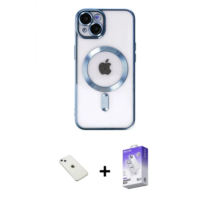 ieg™ iPhone 14 Kılıf Nova Işık Özel Seri - Siyah Bilvis 5in1 3D Magic Cam Ekran Koruyucu + Diamond Kamera Lens - SABE